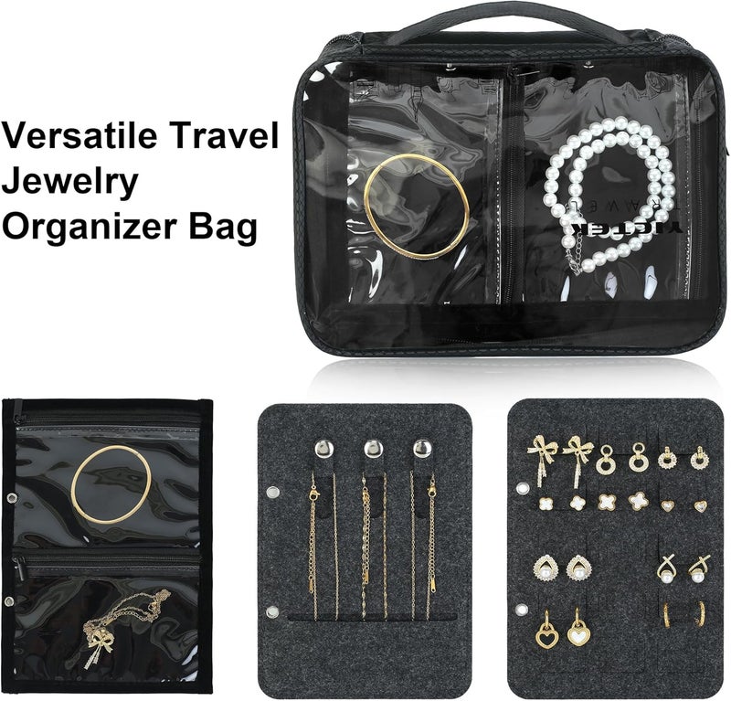YICTEK Clear Travel Size Jewelry Organizer Bag Case, See-through And large Capacity Jewelry Storage Book Organizer Binder Pages with Pouch Bags for Necklaces, Earrings, Rings, Bracelets - Image 4